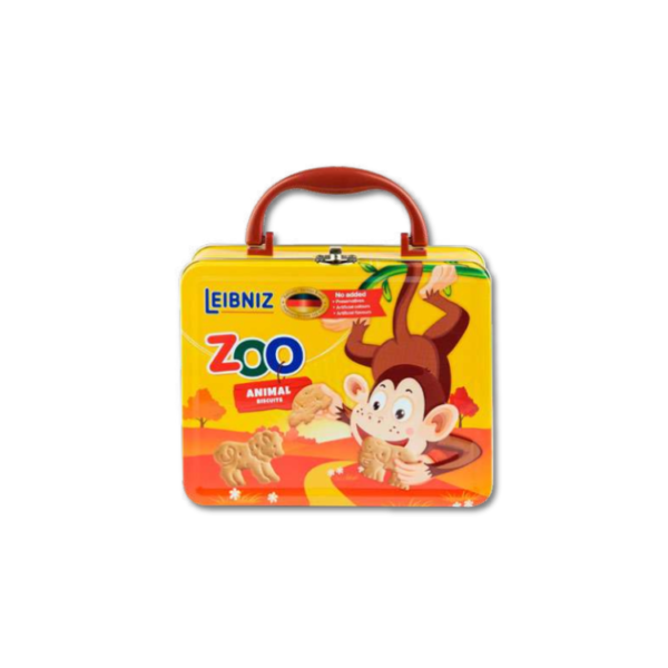 hop vali banh quy bo va cacao hinh thu leibniz zoo 200g
